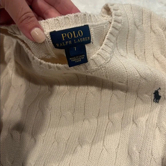 Ralph Lauren Boy’s Beige Cable Knit Crewneck Sweater - Picture 3 of 5